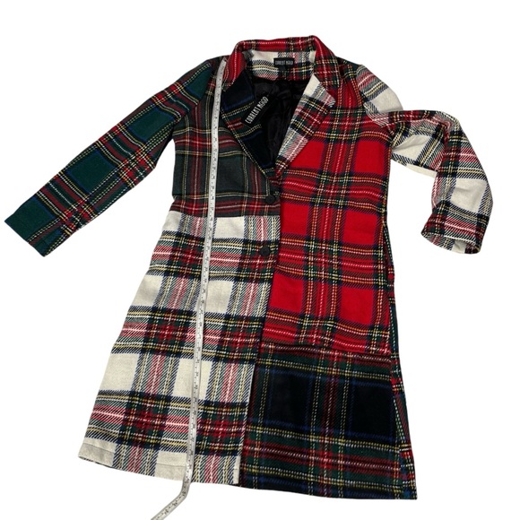 NWT DOLLS KILL SIZE MEDIUM PLAID LONG TASTE OF FURY PLAID COAT**89 ON DOLLS KILL - Picture 8 of 9